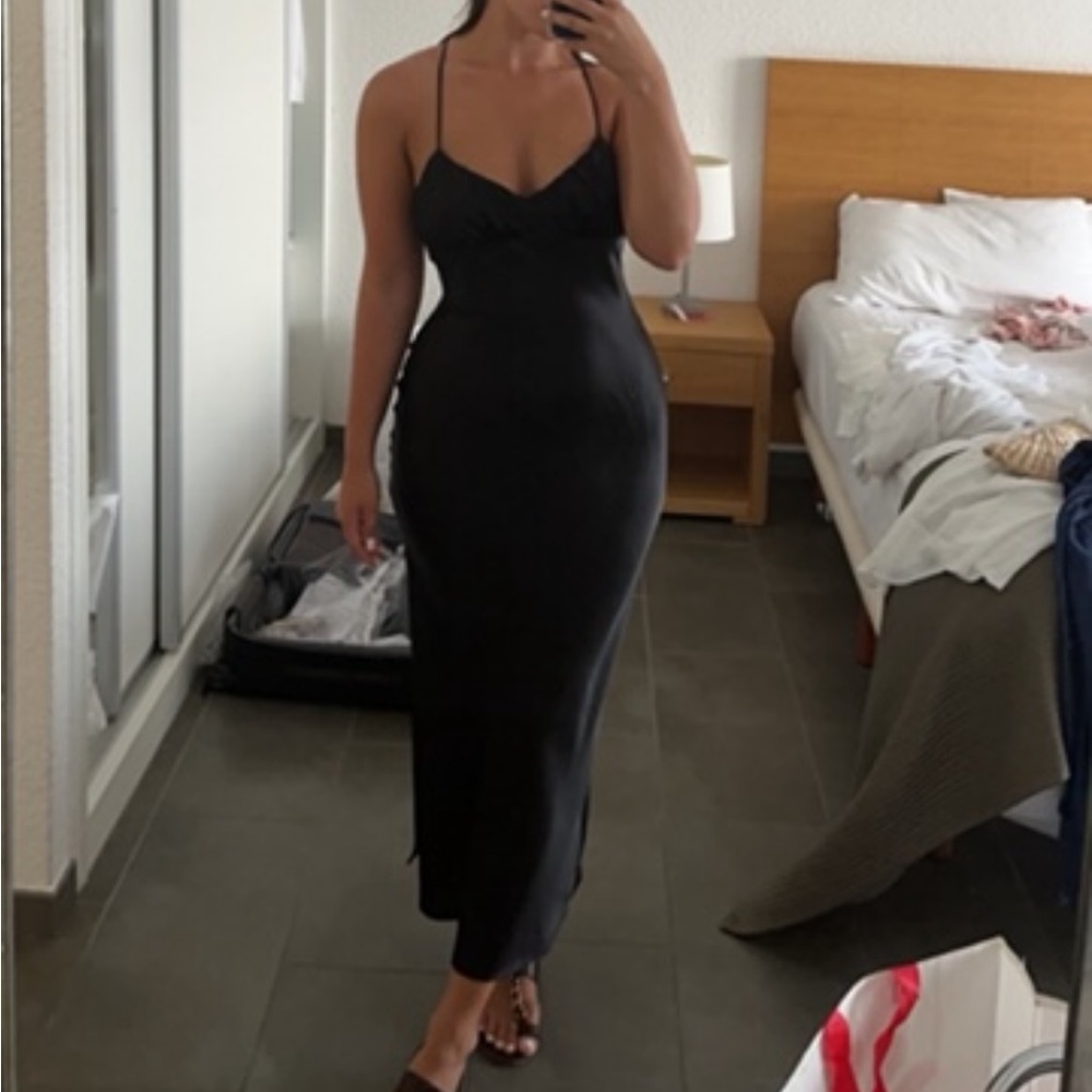 SOLD ZARA BLACK SATIN DRESS! REDUCED